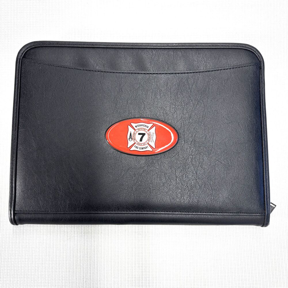 Black Faux Leather Leed's Zip Portfolio - Wissahickon Fire Co. molded PVC emblem